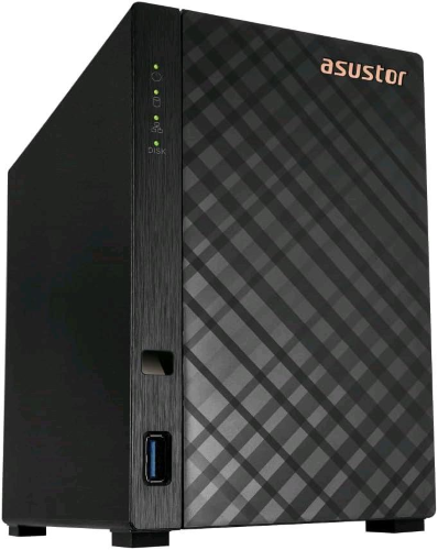 ASUSTOR DRIVESTORE AS1202T NAS 2 BAY HDD QUAD CORE 1.7GHz RAM 1GB DDR4 2.5GbE Port NERO